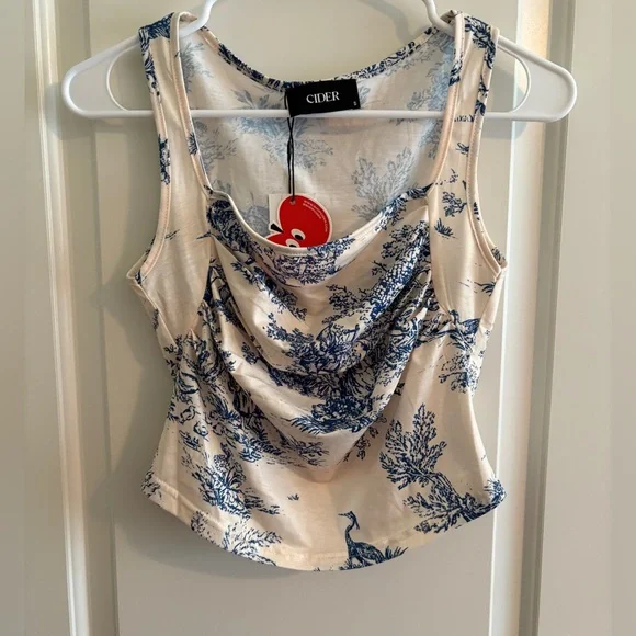 Cider Blue & Cream Women's Top. Size Small. - Picture 1 of 5